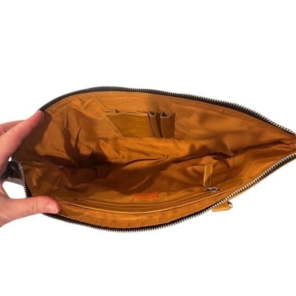 Latico Leathers Mustard Leather Satchel Handbag Zip Top Work Tote Bag Womens EUC - Picture 5 of 7